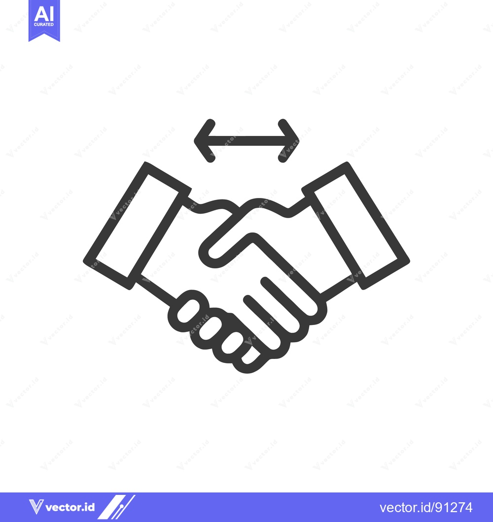 Premium Vector of Handshake Icon with Arrows: Agreement, Partnership, Collaboration Symb
