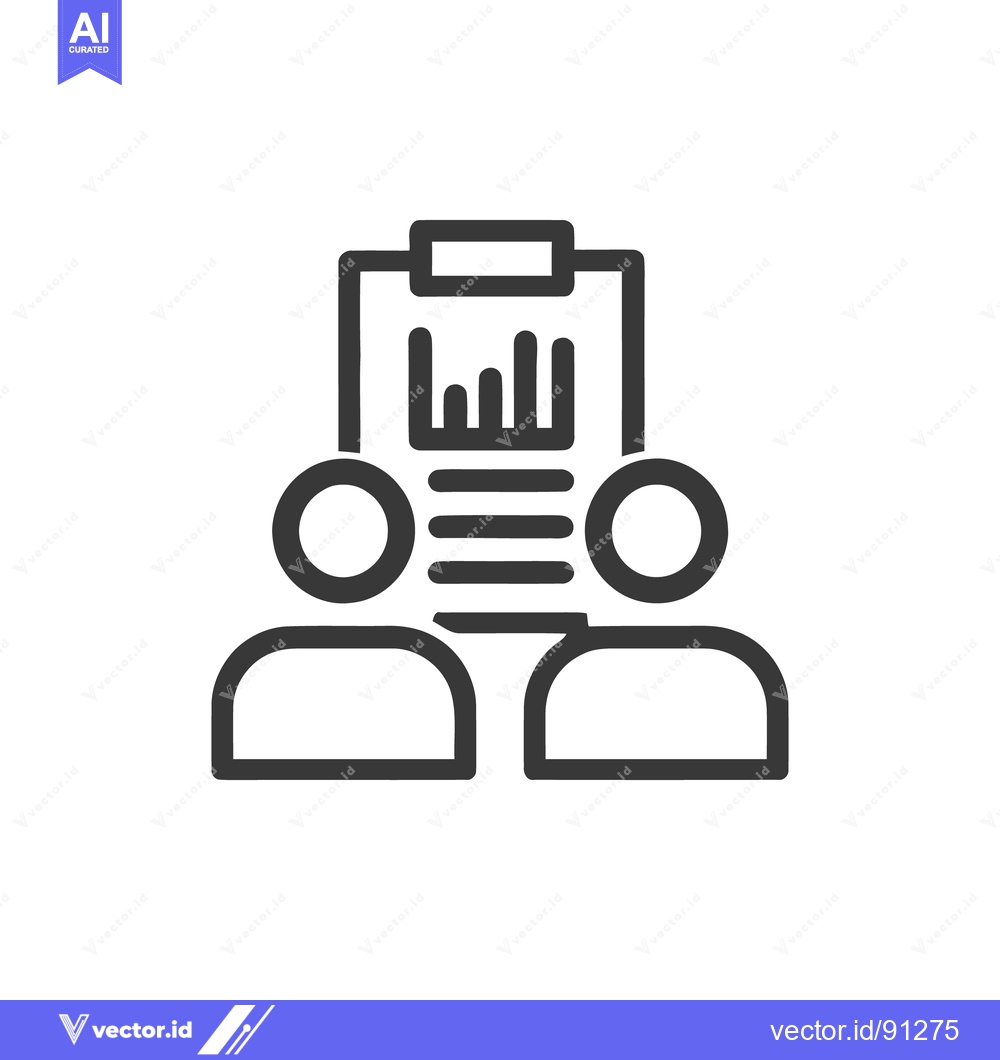 Premium Vector dari Business Team Reviewing Data Chart on Clipboard Icon, Minimalist Desig