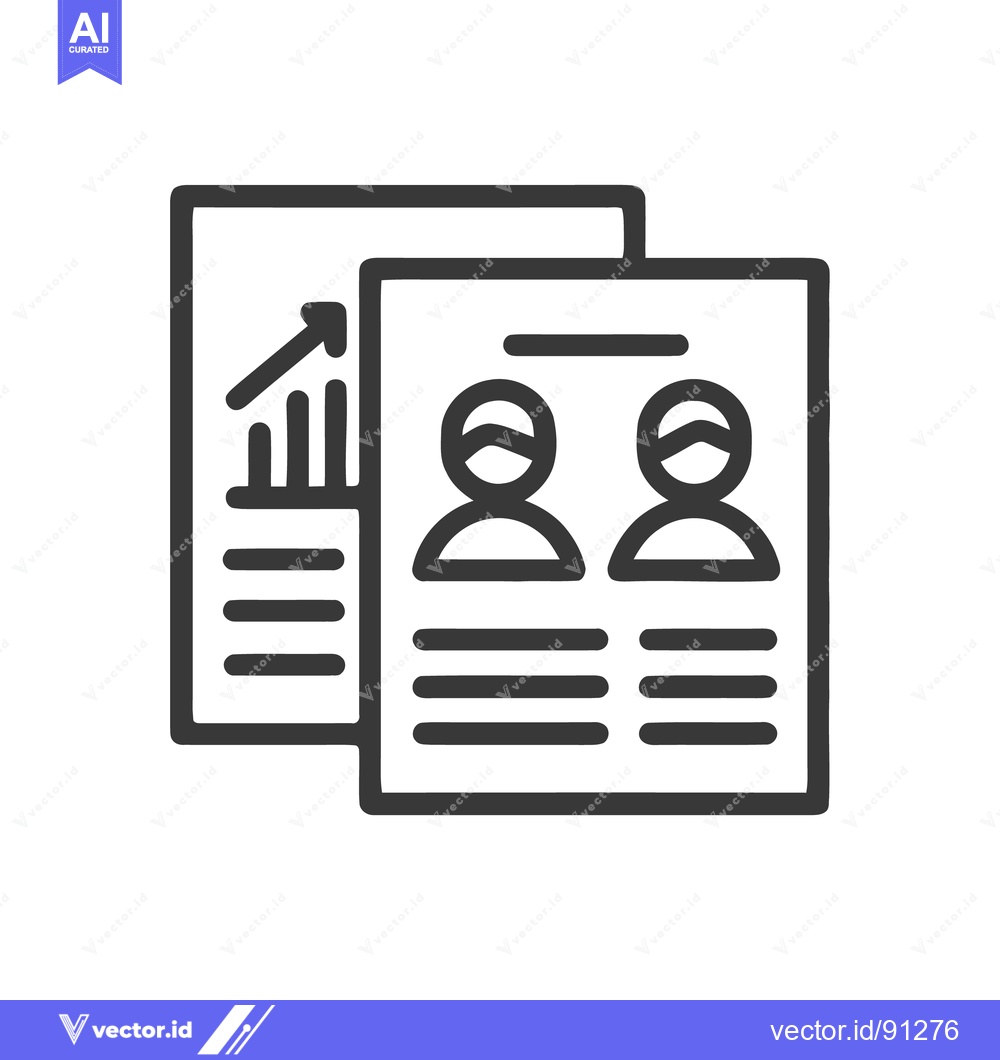 Premium Vector dari Business Reports Icon: Growth Chart and Employee Profiles in Outline S