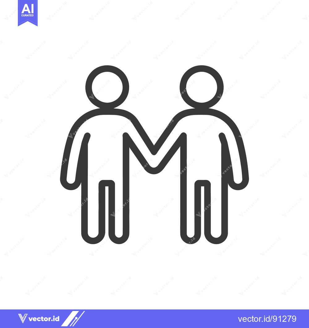 Premium Vector dari Two simple human figures holding hands in unity