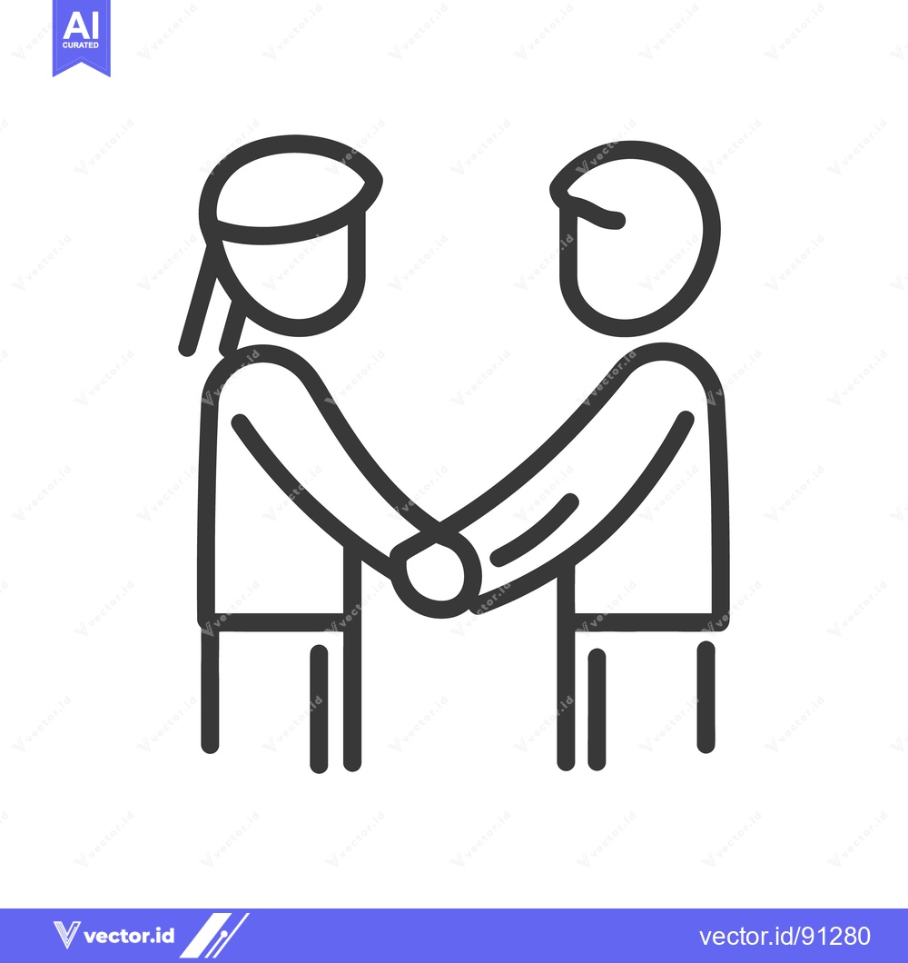 Premium Vector of Simple black and white outline illustration of people shaking hands