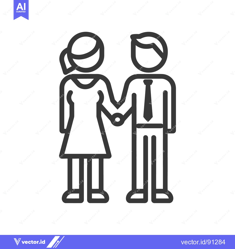 Premium Vector dari A simple black and white illustration of two people holding hands