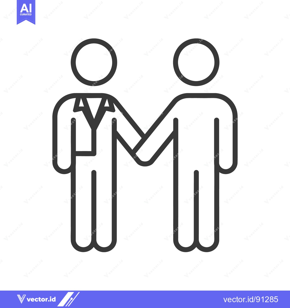 Premium Vector dari Two stylized figures are shaking hands in a simple outline style