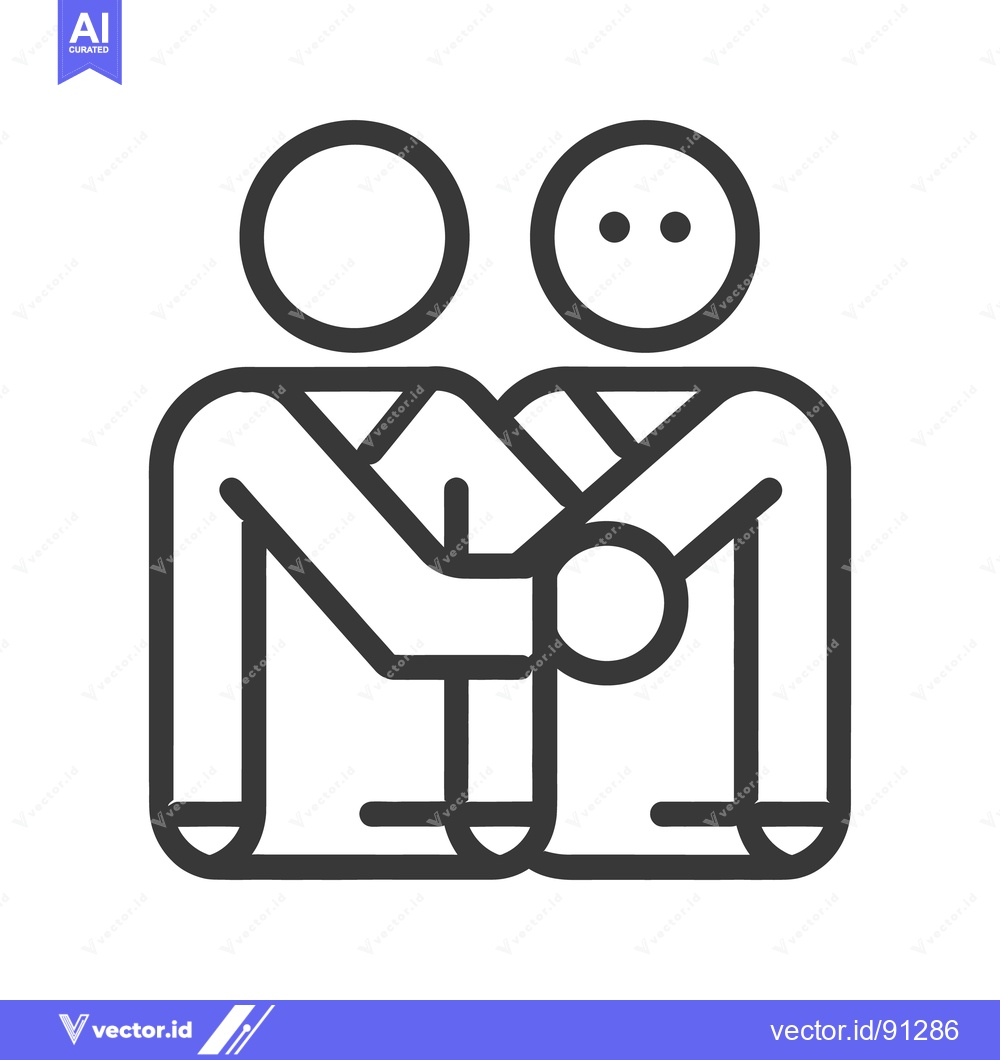 Premium Vector of Two simplistic figures embracing each other in a hug