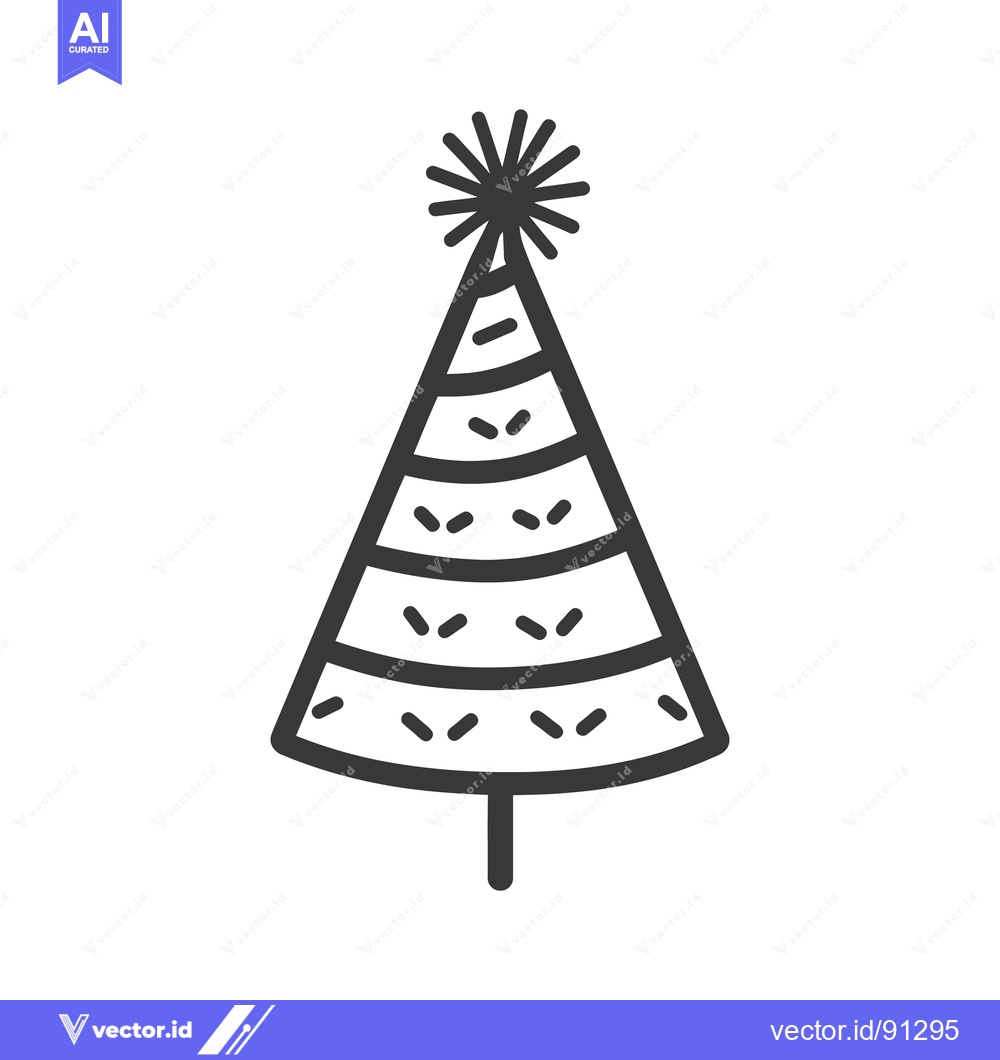 Premium Vector dari A simple black and white illustration of a festive party hat