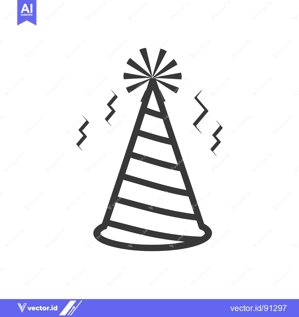 Premium Vector dari A gray cartoon rendering of a party cone with confetti
