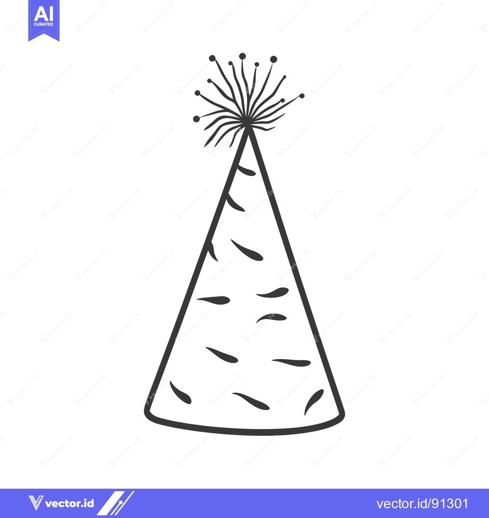 Premium Vector dari A simple black and white illustration of a party hat