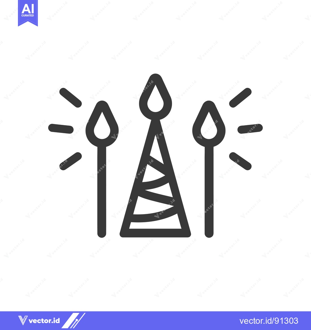 Premium Vector of Party Hat with Two Sparkler Flames