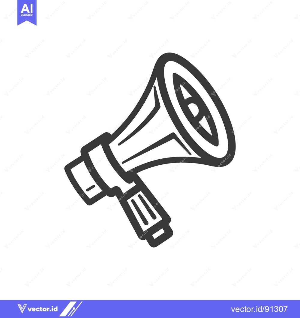 Premium Vector of A simple black and white line drawing of a megaphone