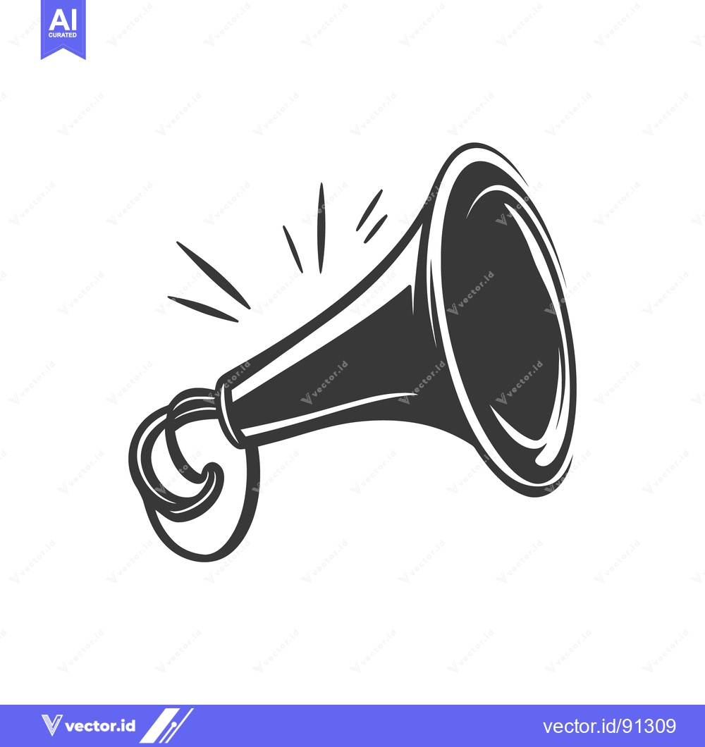 Premium Vector dari A black and white drawing of a traditional hand held megaphone
