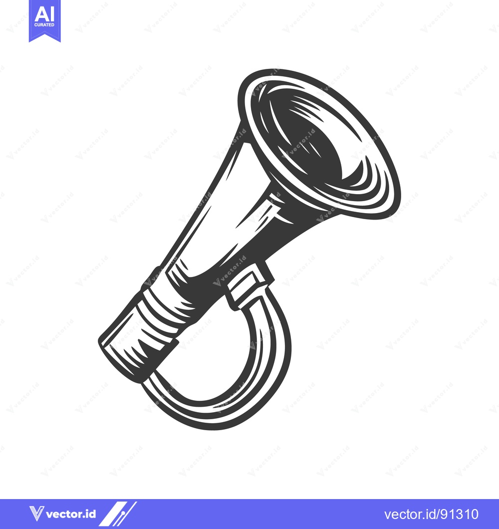 Premium Vector of A vintage styled drawing of a trumpet or megaphone object