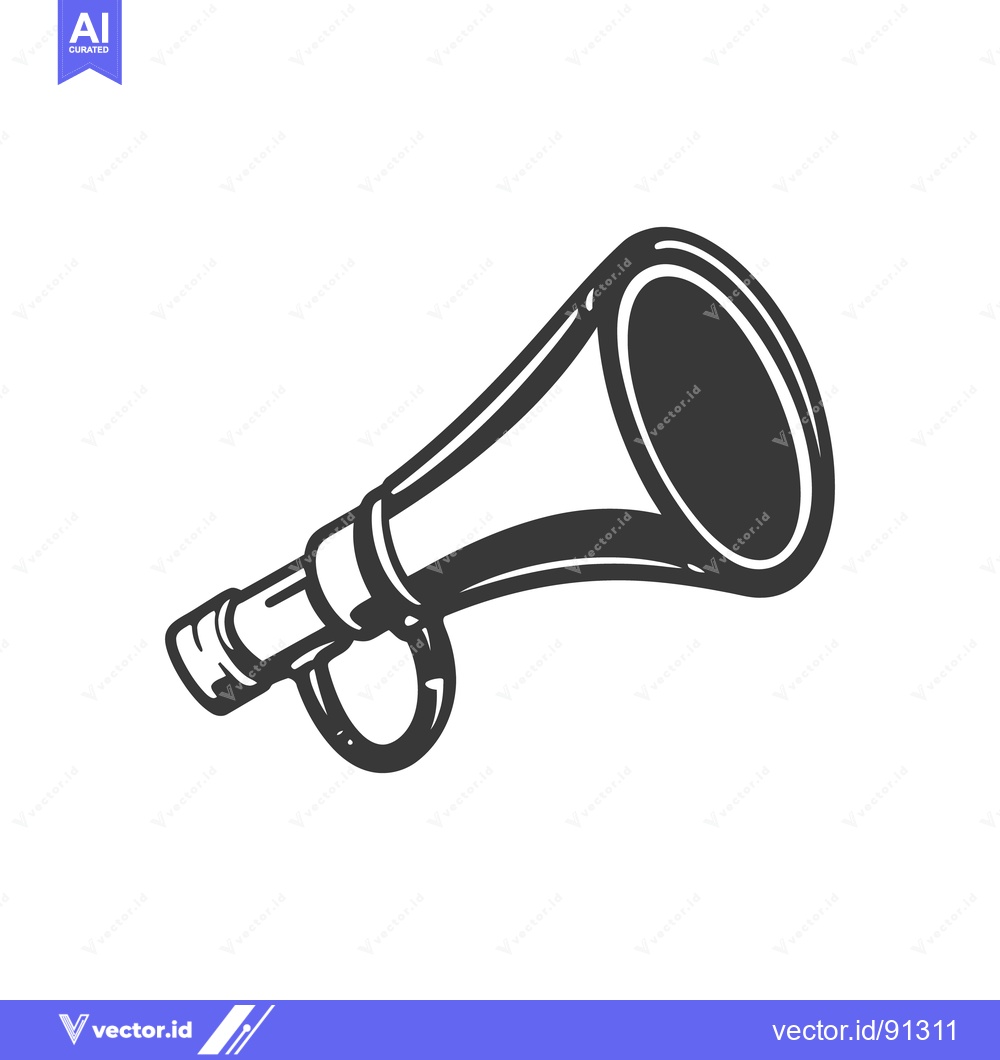 Premium Vector of A black and white illustration depicts a hand held megaphone