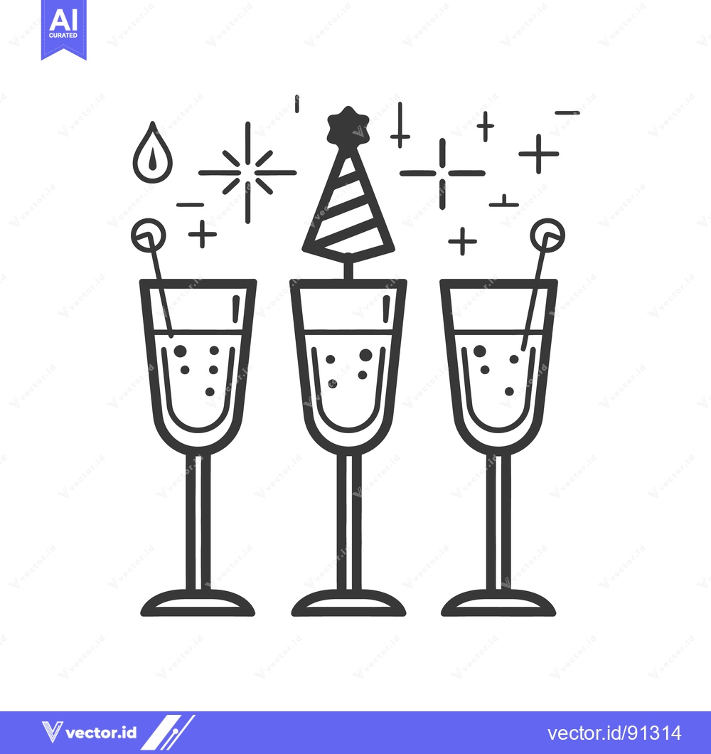 Premium Vector dari Three Champagne Glasses Celebrating A Special Festive Occasion