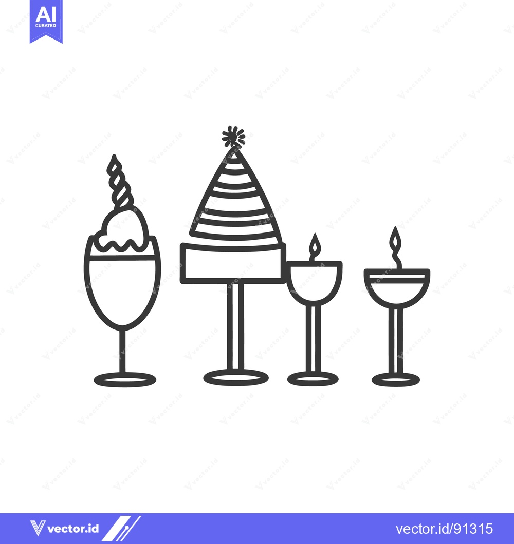 Premium Vector dari Simple illustration of party decorations including beverages and candl
