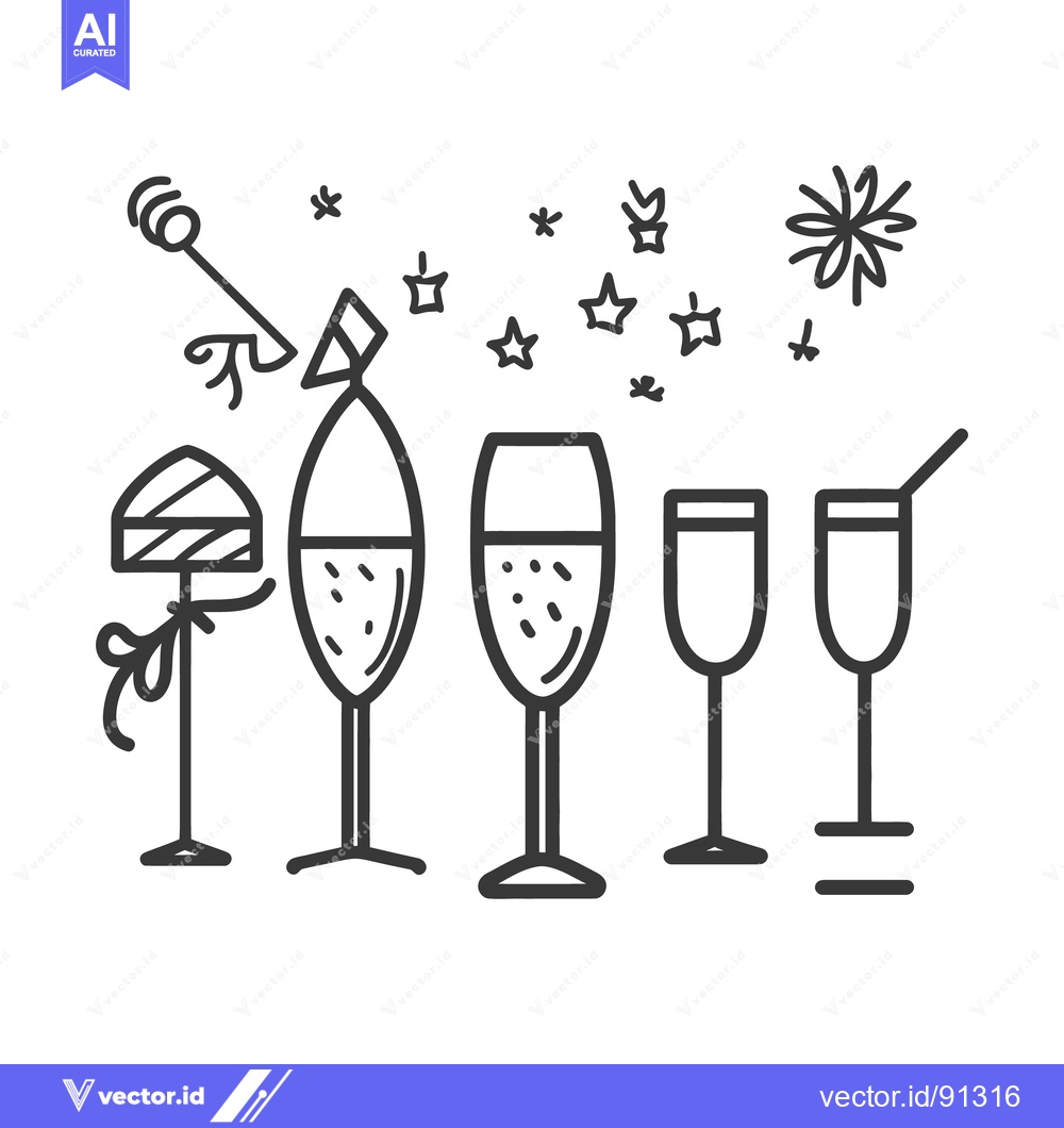 Premium Vector dari Celebration illustration depicts festive glasses alongside party eleme