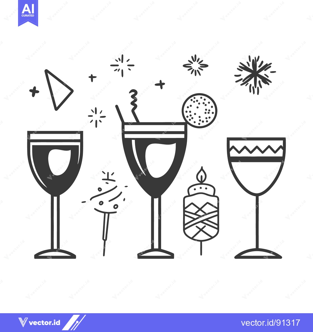 Premium Vector dari Monochrome illustration showing party elements for celebratory occasio