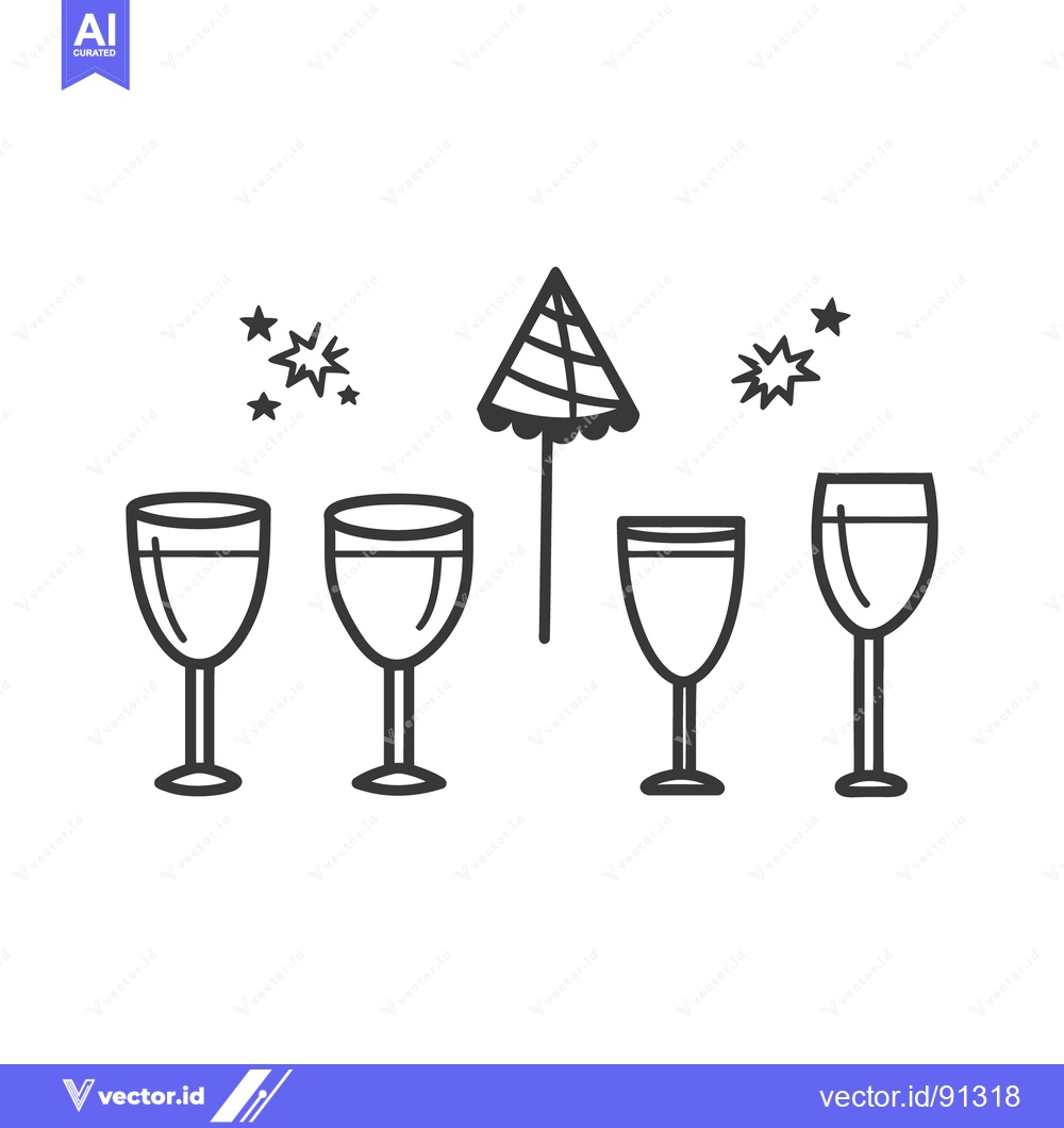 Premium Vector of A celebration featuring wine glasses and a decorative parasol