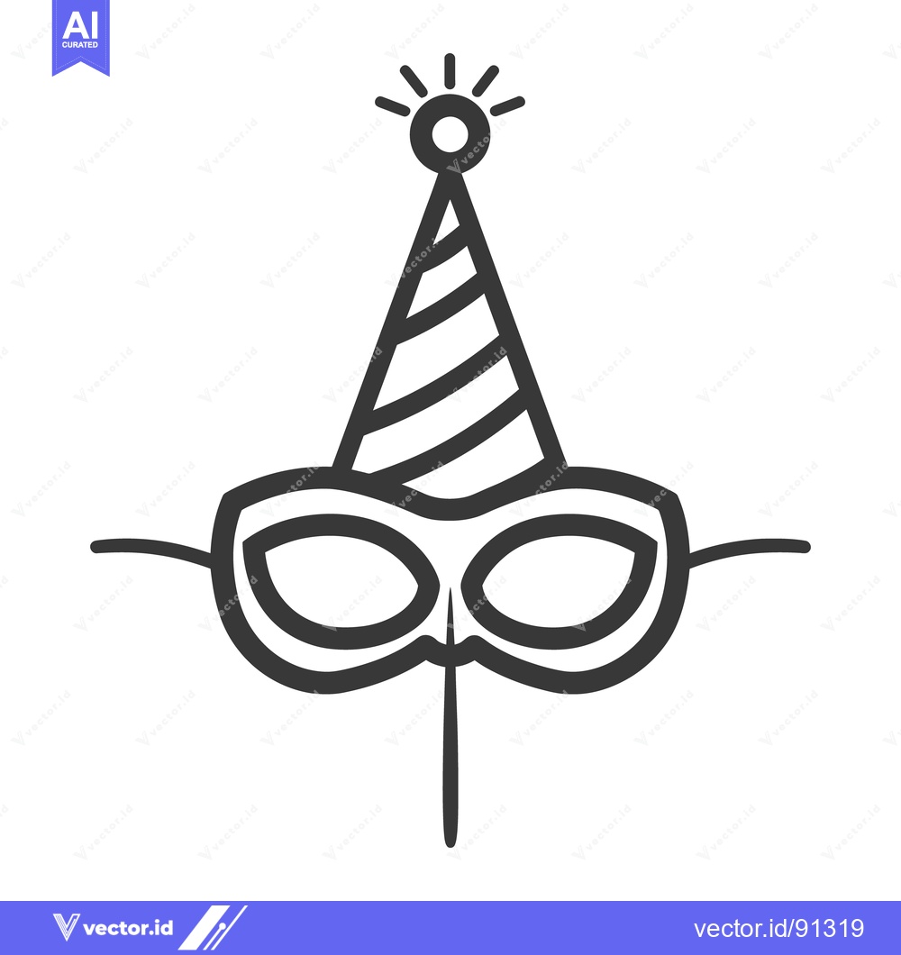 Premium Vector dari Festive party hat and mask combination icon design illustration