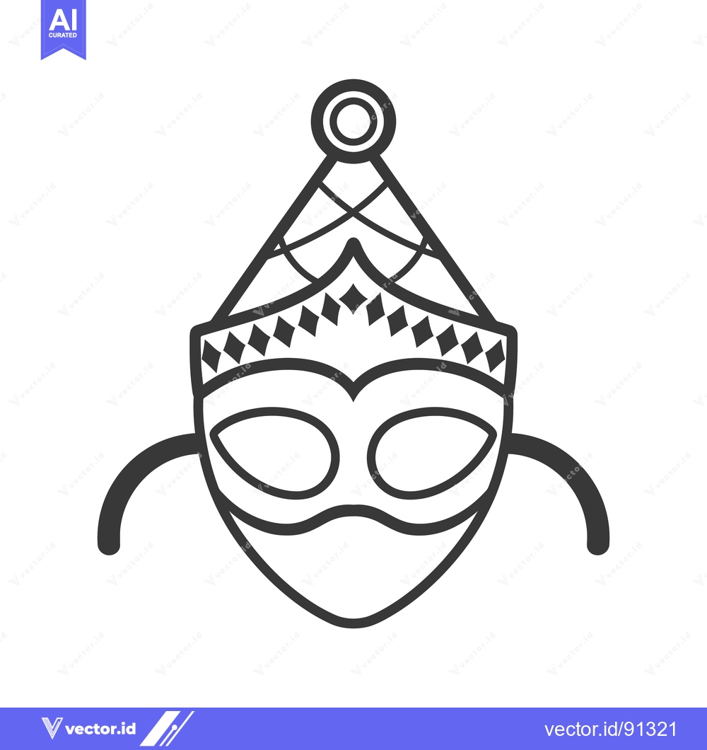 Premium Vector dari An illustrated carnival mask with decorative geometric designs on whit