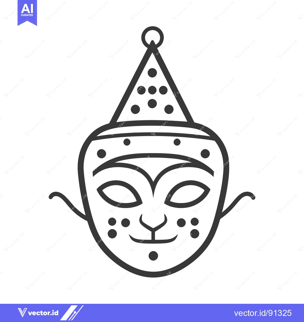 Premium Vector dari A black and white illustration of a whimsical cartoon mask
