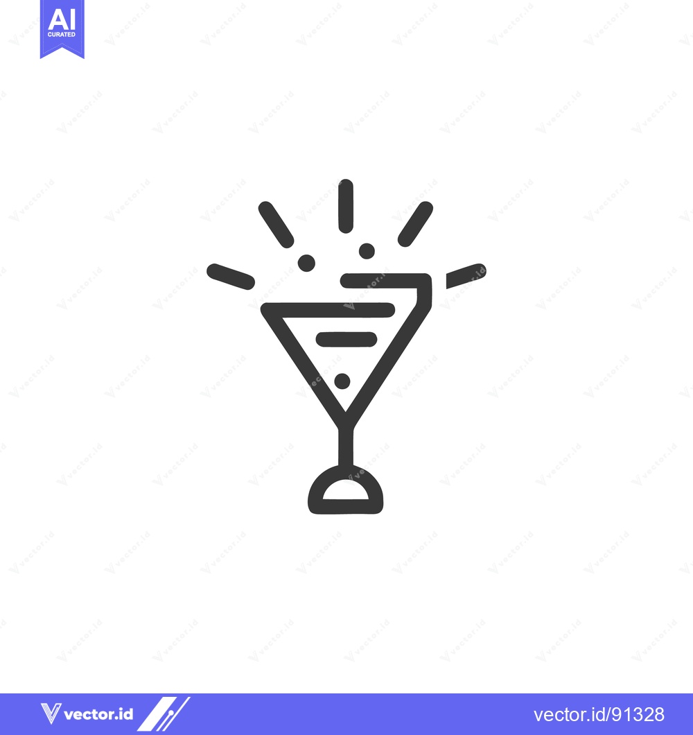 Premium Vector of Minimalist Martini Glass Icon with Sparkling Radiance on White Backgro