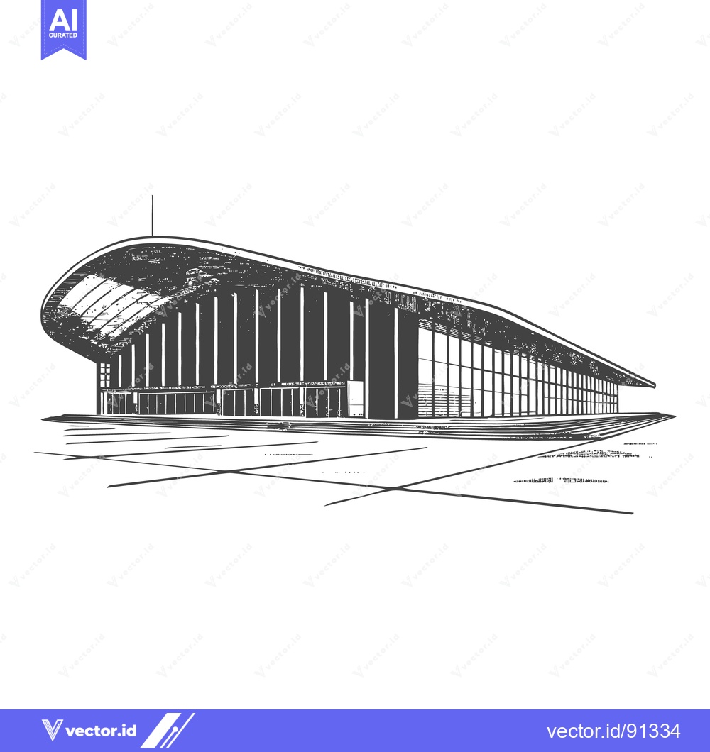 Premium Vector dari A modern stylized architectural illustration of a large building struc