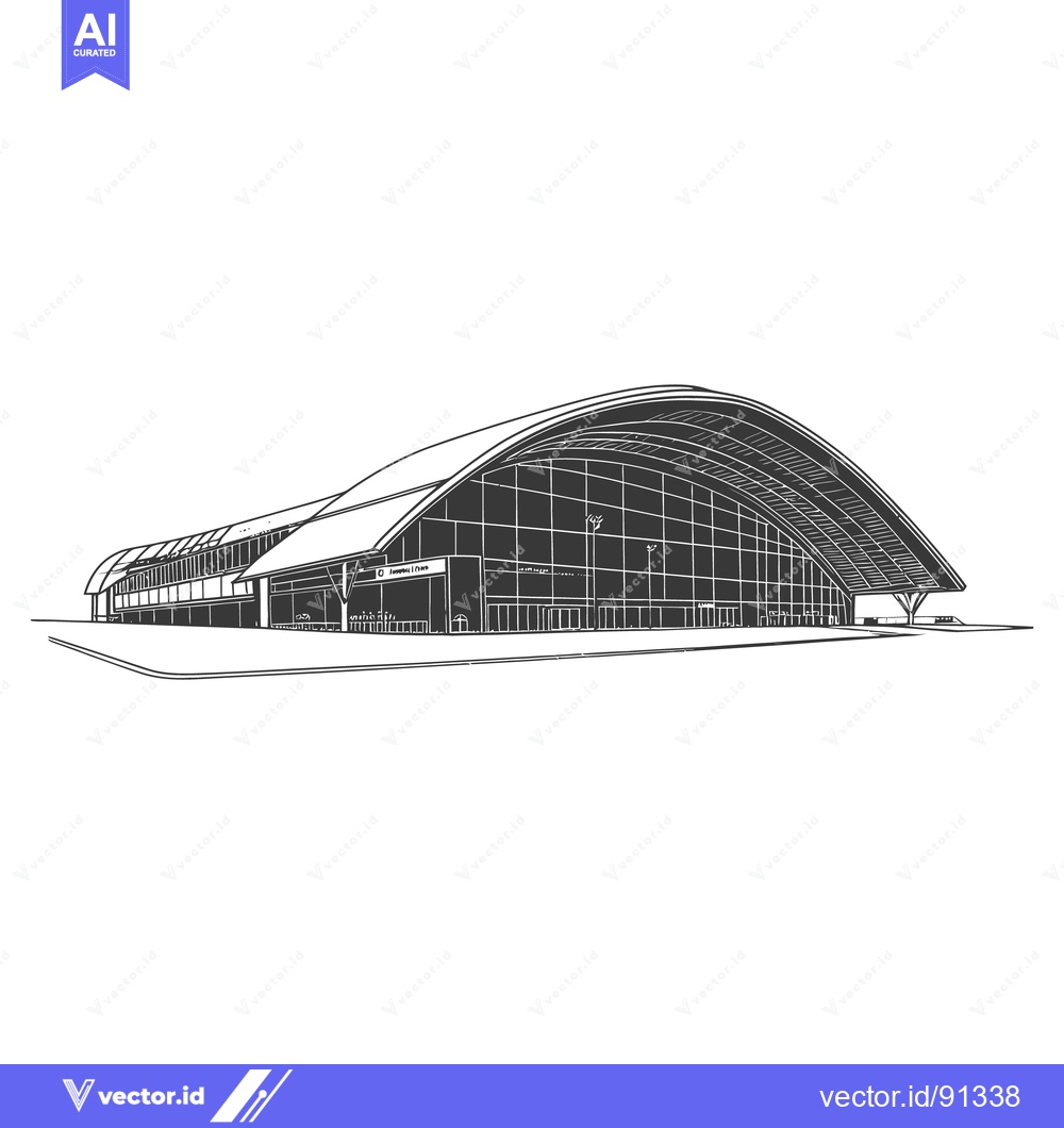 Premium Vector dari An architectural illustration depicting the outside of a large modern