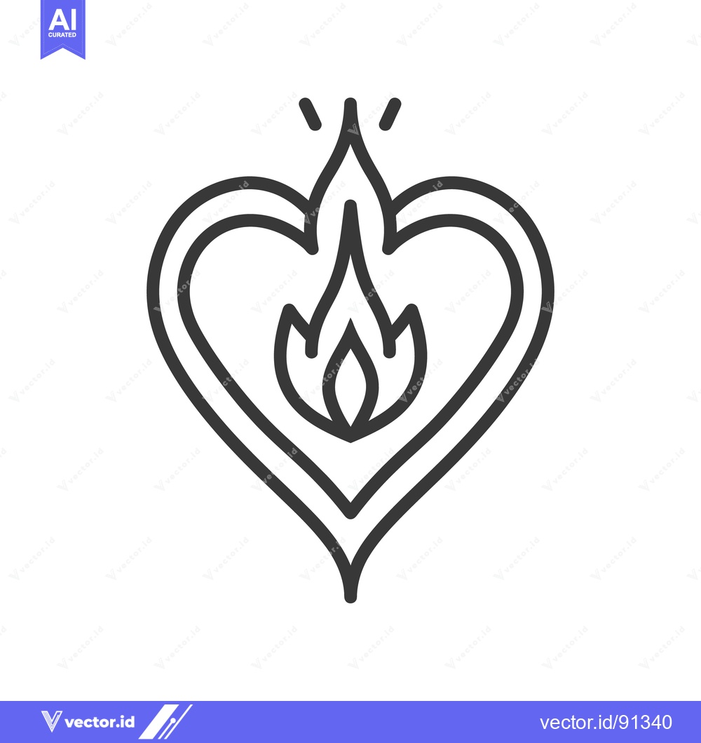Premium Vector of A simple illustration showing a heart with a flame inside it