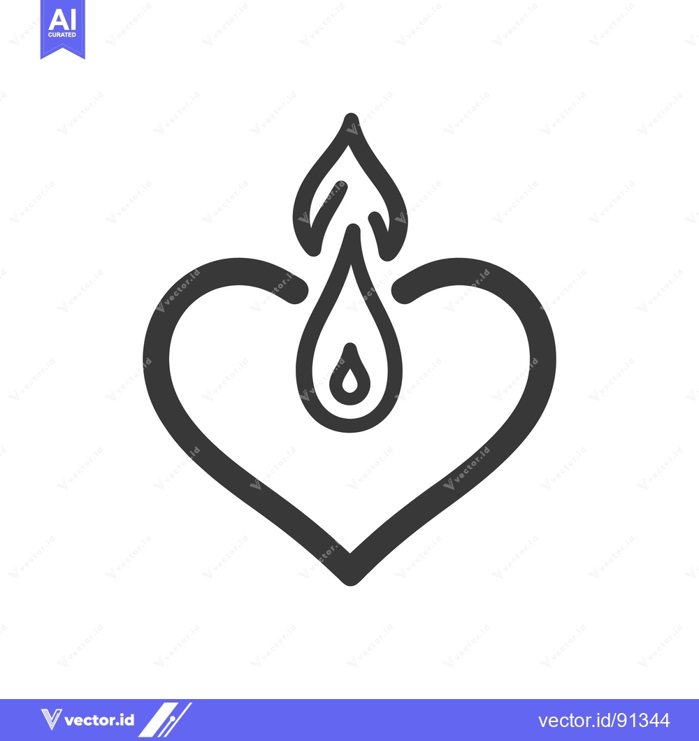 Premium Vector of A simple outlined heart shape with a droplet and flame symbol