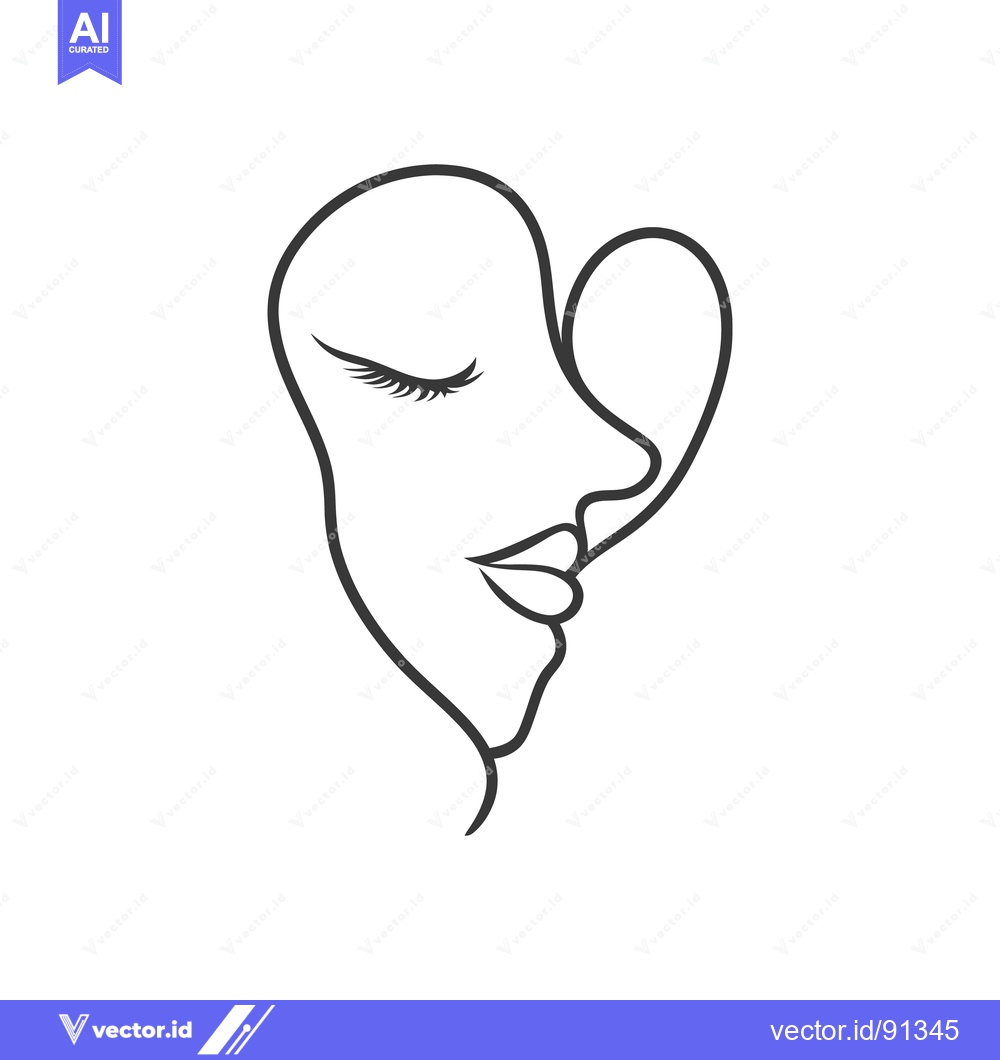 Premium Vector dari A minimalist line drawing of a peaceful female face