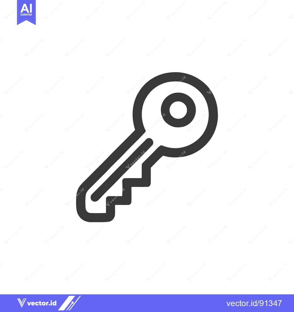 Premium Vector of Minimalist Key Icon: Bold Outline on White Background, Security Symbol