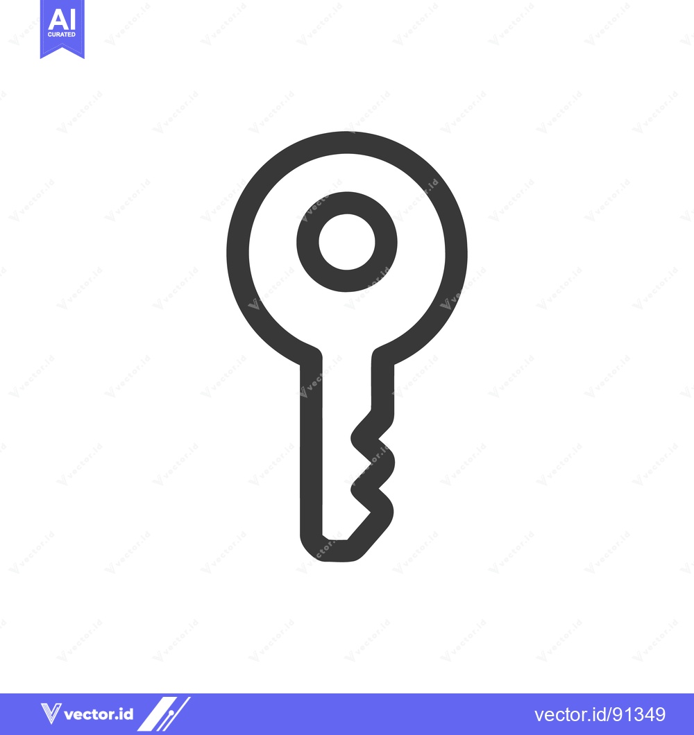 Premium Vector dari Minimalist Key Icon: Bold Outline on White Background