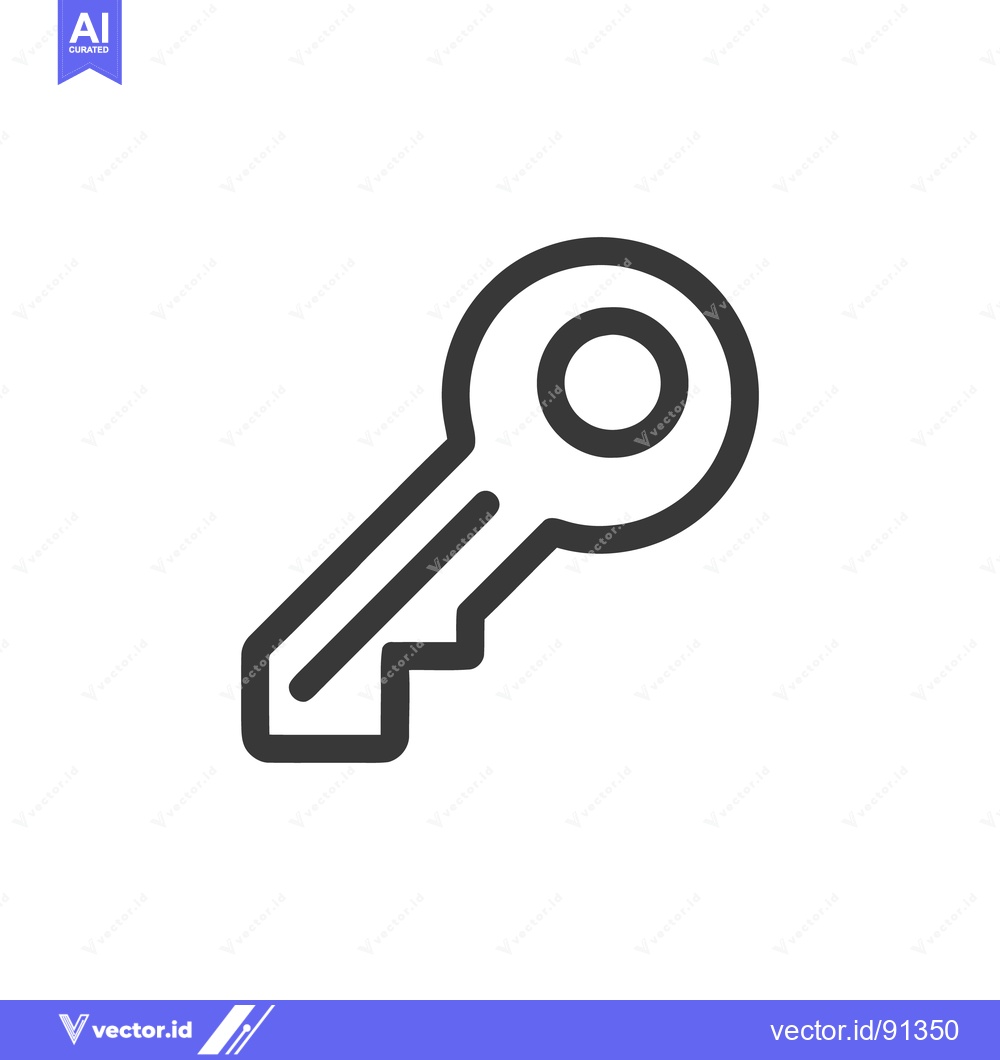 Premium Vector of Minimalist Key Icon: Bold Outline on White Background, Security Symbol