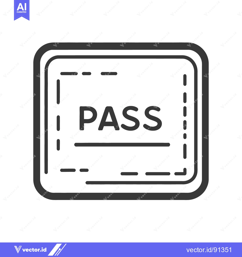Premium Vector dari A simple black and white square icon displaying the word pass