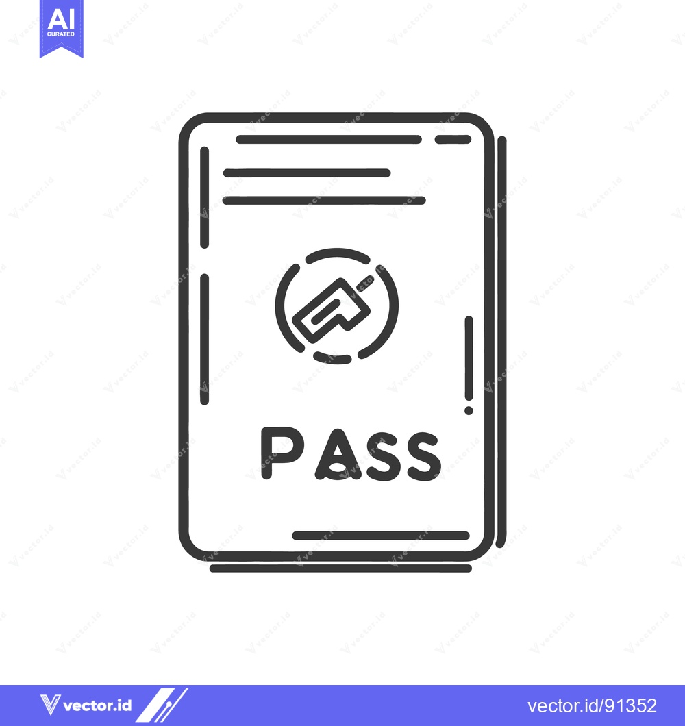 Premium Vector of A simplified monochrome line drawing depicts a passport document icon