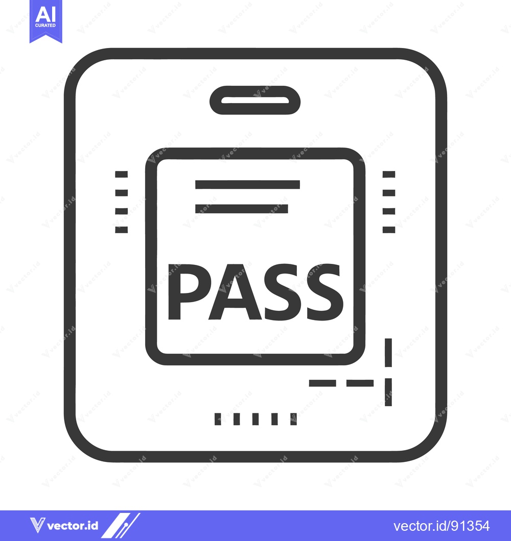 Premium Vector dari A simple line drawing shows a rectangular security access pass