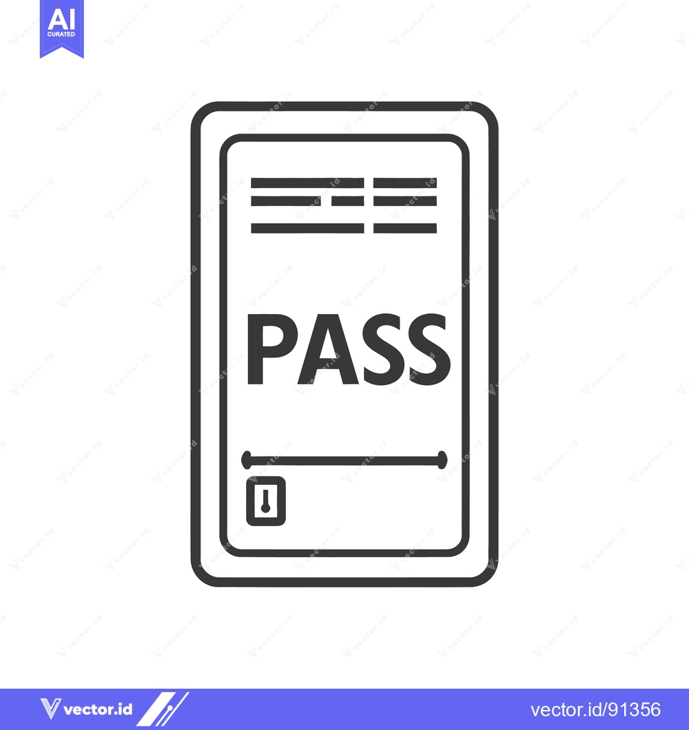 Premium Vector dari A rectangular access badge with the bold word PASS displayed prominent