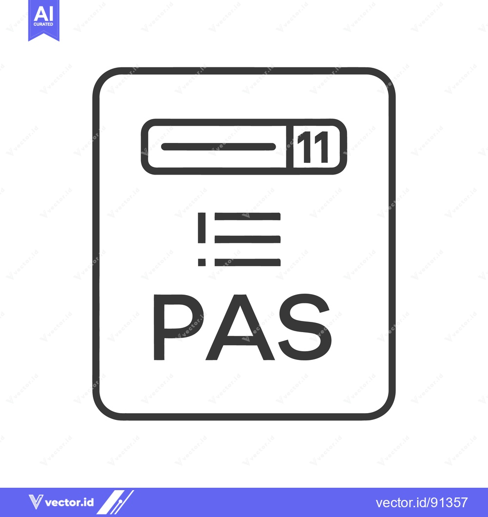 Premium Vector of The icon depicts various symbols and the text PAS inside a square fram