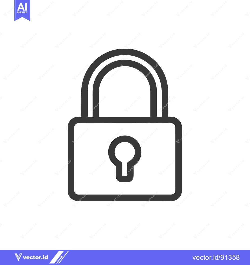 Premium Vector dari Bold Outline Padlock Icon on White Background, Security Symbol