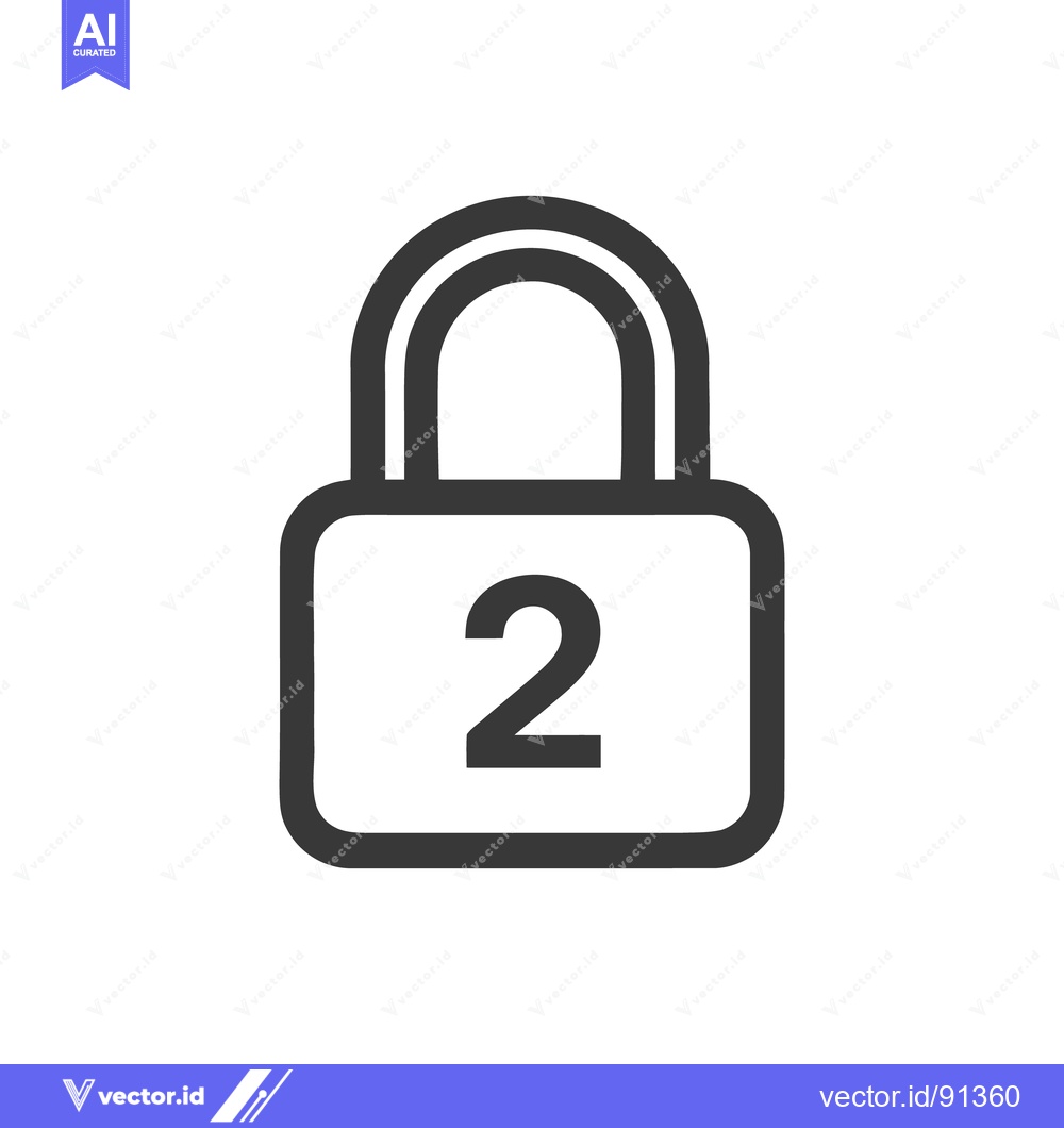 Premium Vector dari Two-Factor Authentication Icon: Padlock with Number Two for Security