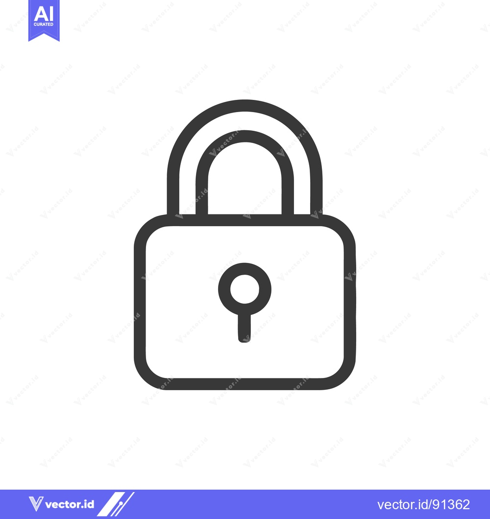 Premium Vector dari Bold Outline Padlock Icon on White Background, Security Symbol