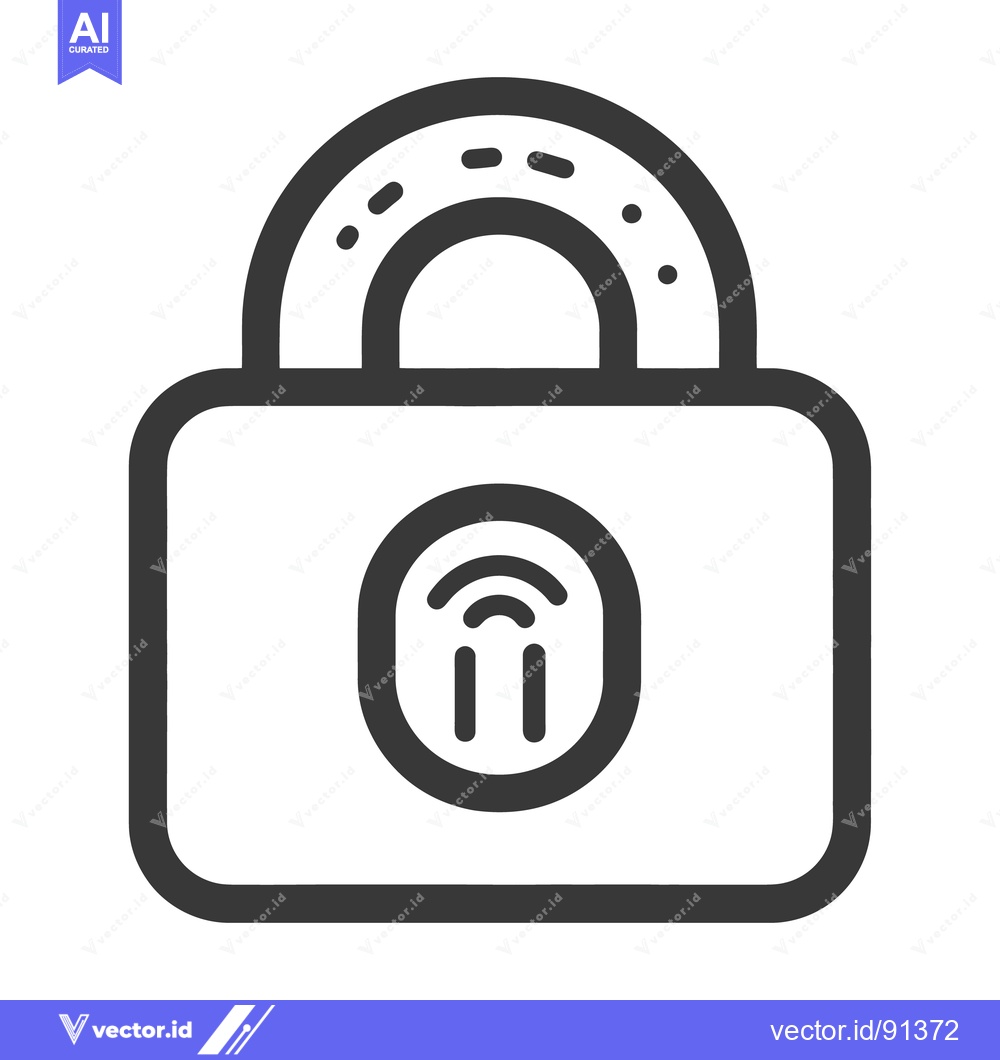 Premium Vector of A black and white padlock illustration with fingerprint scanning featu