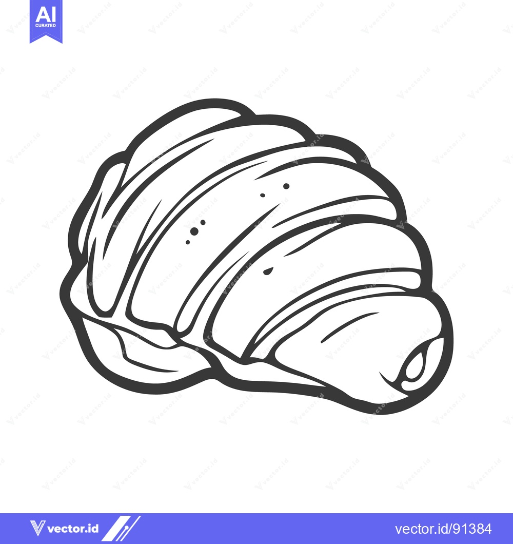 Premium Vector dari An isolated black and white line drawing of a croissant