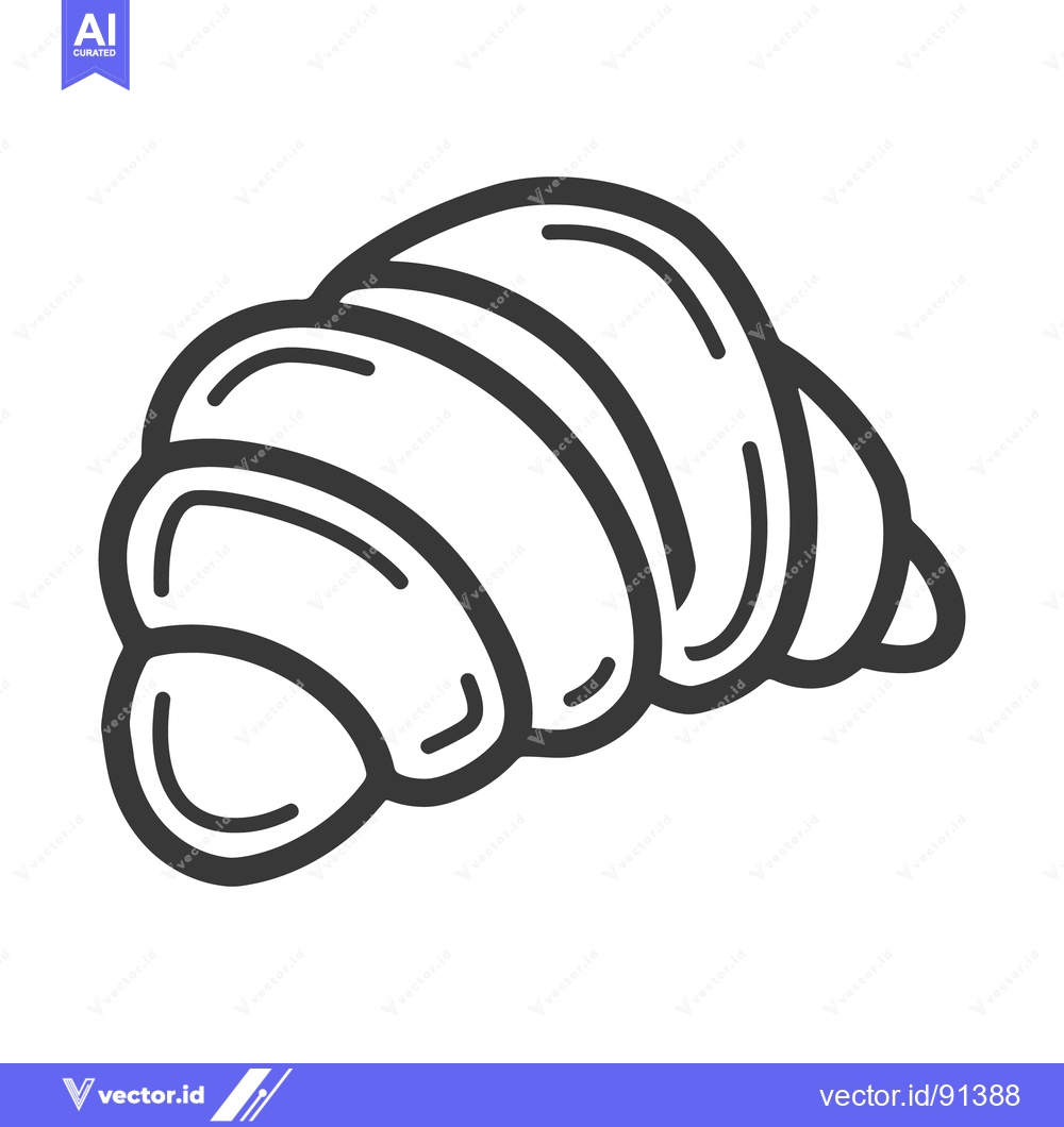 Premium Vector dari A drawing of a flaky crescent shaped pastry with detail