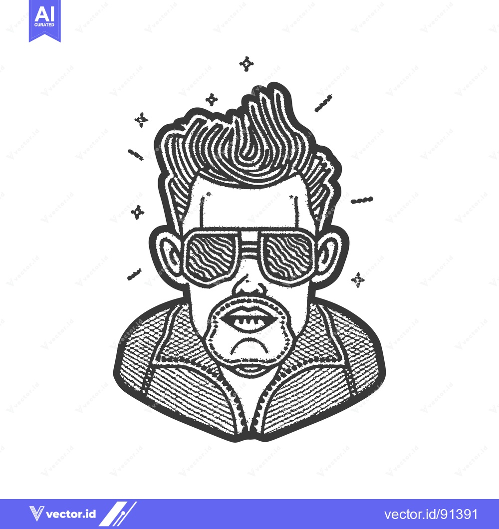 Premium Vector dari Stylized illustration of a man wearing sunglasses and smiling