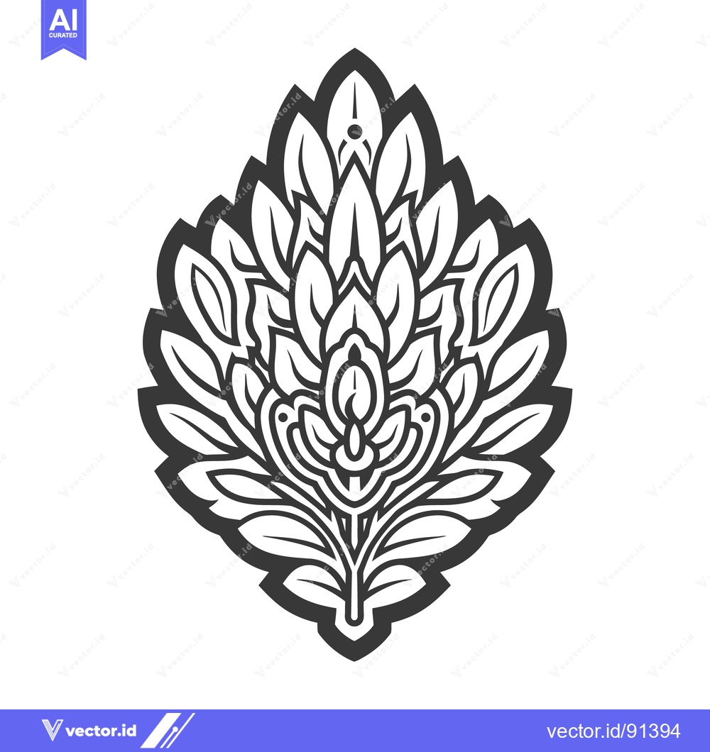 Premium Vector dari A symmetrical black and white floral design with intricate detail