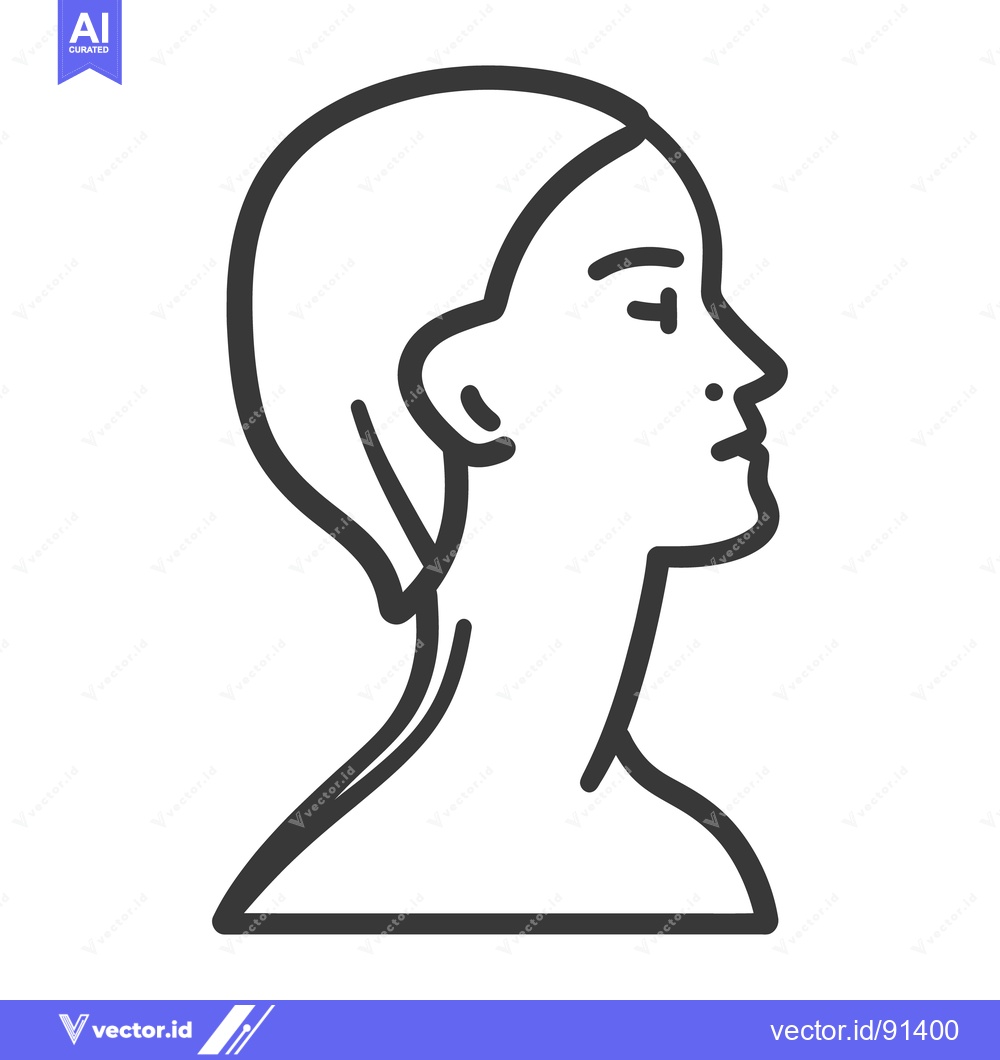 Premium Vector dari A simple black and white line drawing of a female profile