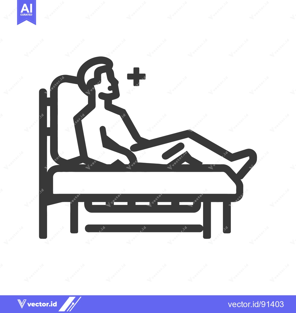 Premium Vector of A patient resting in bed with medical symbol beside them