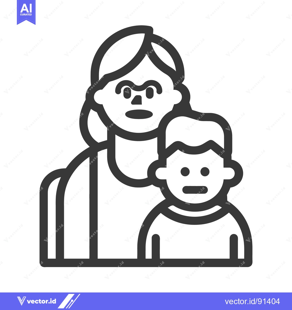 Premium Vector dari Simple vector illustration depicting a mother and her child together