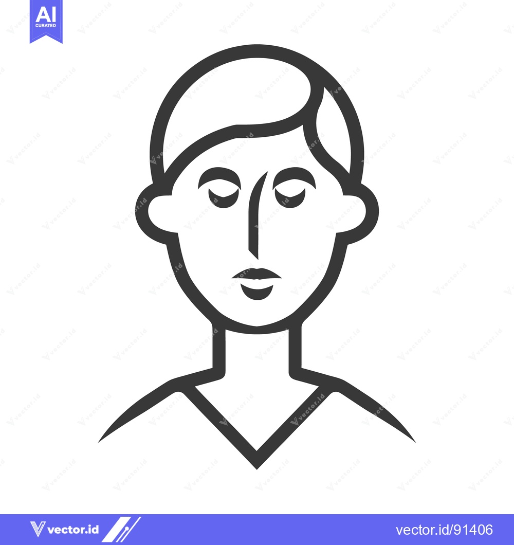 Premium Vector of Simple monochrome line drawing of a human face portrait